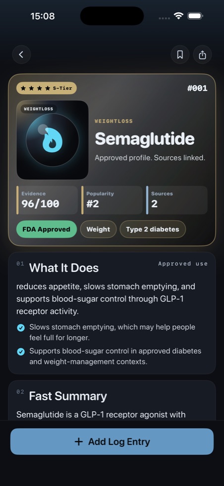 Peptide detail screenshot